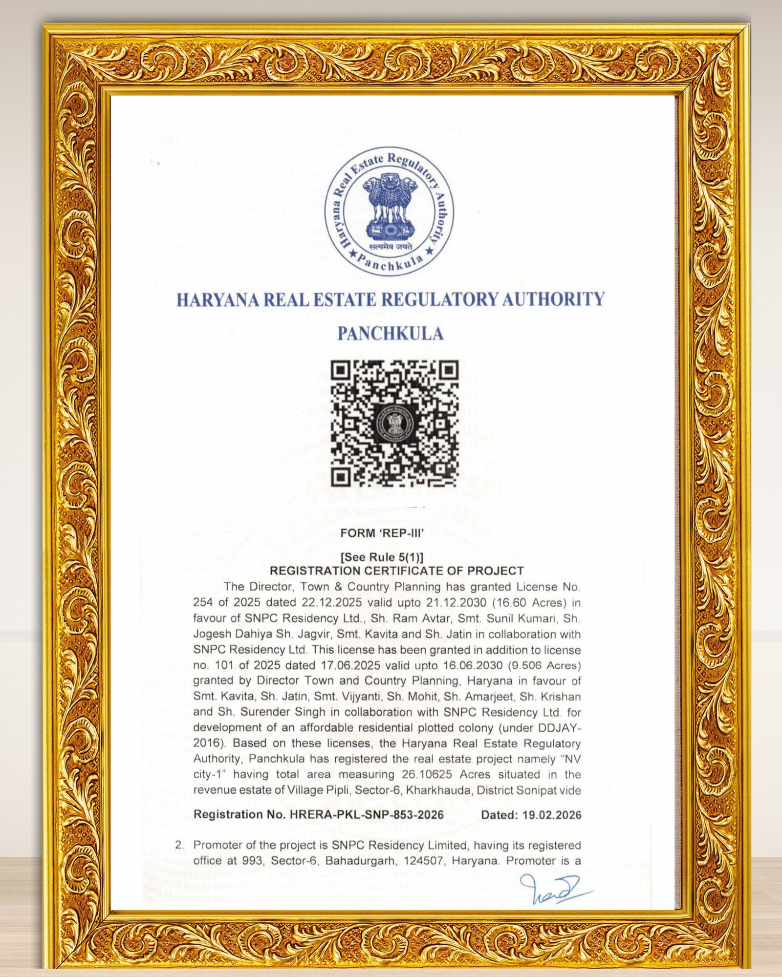 NV City RERA Certificate Thumbnail
